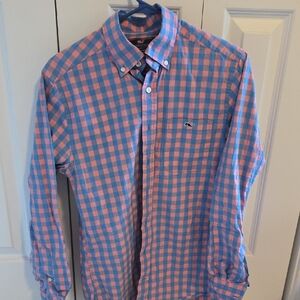 Vineyard Vines Pink and Blue Plaid Shirt
